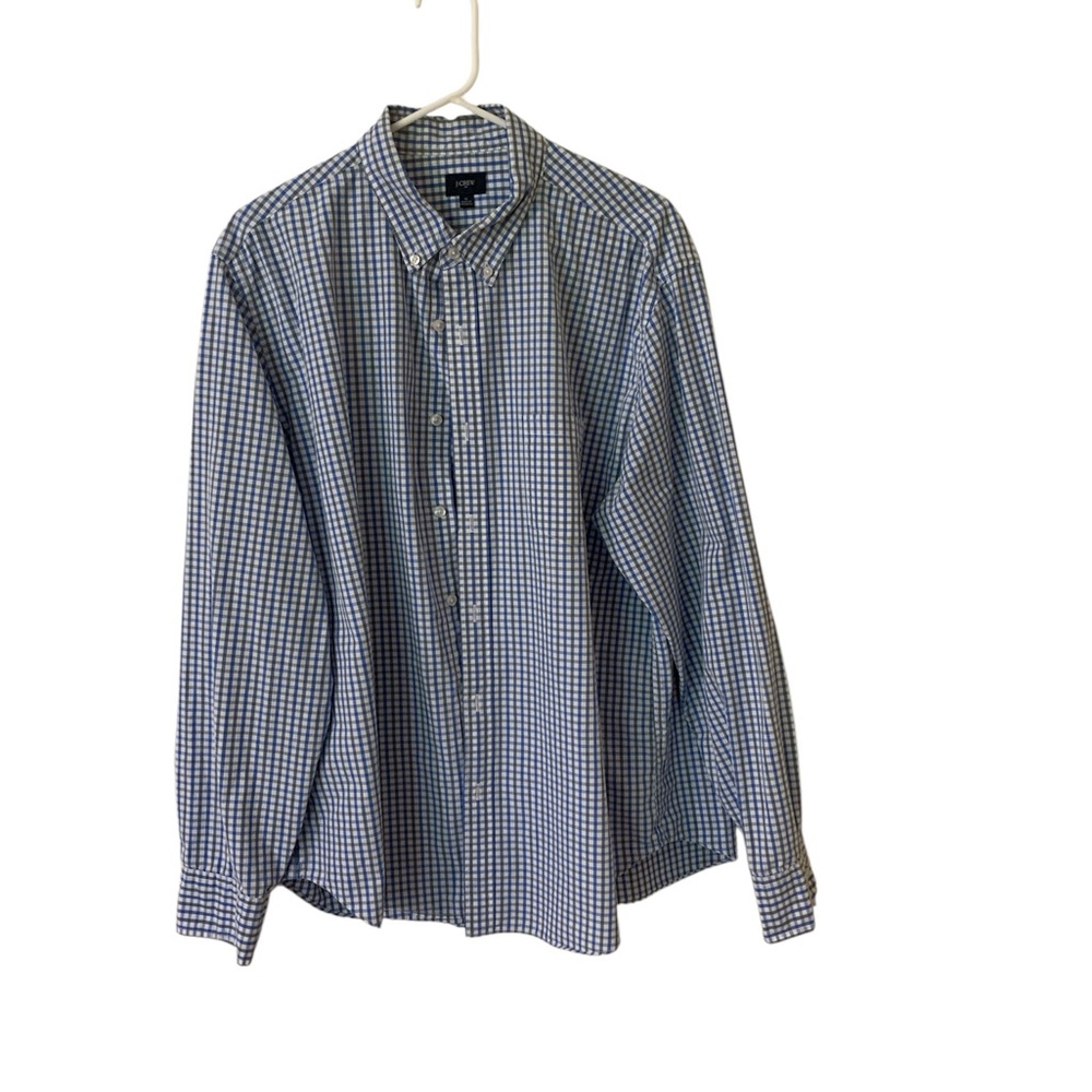 J. Crew Blue Casual Button Down Shirt with Gingham Pattern